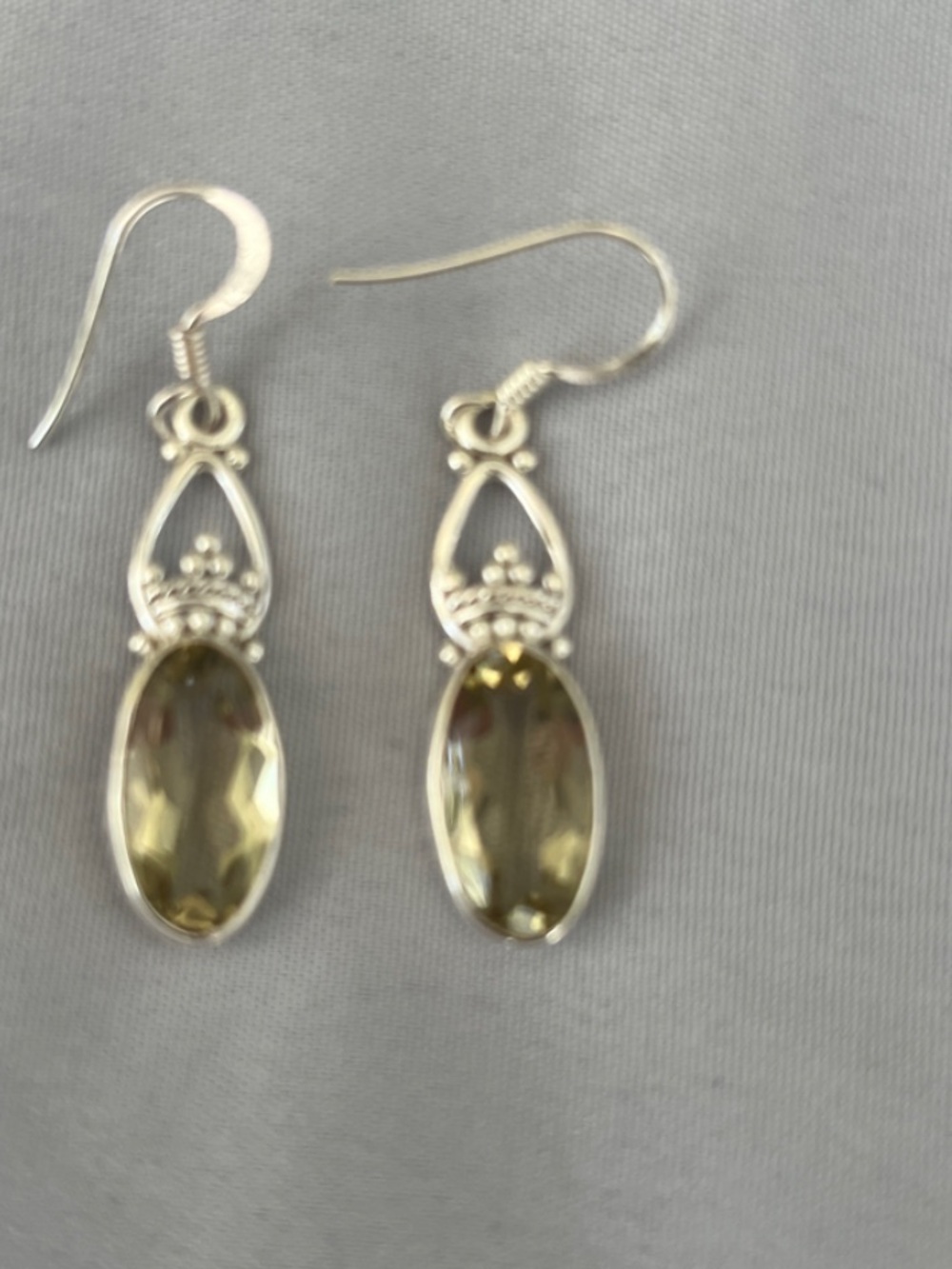 Faced Lemon Quartz Sterling Silver Dangle Earrings Gemstone